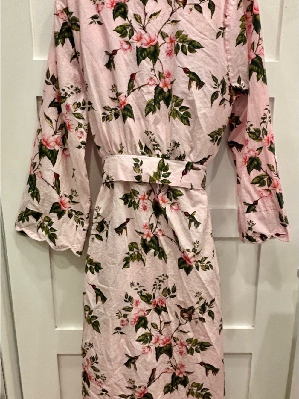Heidi Carey Pink Hummingbird Floral Robe and Matching Nightgown 100% Cotton - Picture 3 of 10